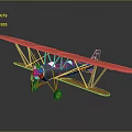 Vintage Red Biplane Model With Detailed Wings Fuselage And Propeller
