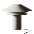 Beige Modern Table Lamp With Two Tiered Shade And Cylindrical Base