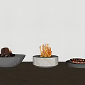 Three Modern Fireplace Designs With Black White Shapes Flames And Wooden Floor