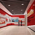 Community Party and Mass Service Hall Modern Spacious Interior with Service Desks and Information Displays