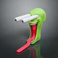Green Abstract Cartoon Creature With White Tube Eyes Open Mouth And Long Red Tongue