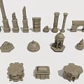 Classical Stone Architectural Components With Columns Arches Domes And Pedestals 3d model