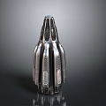 Metallic Shiny Symmetrical Mechanical Structure With Vertical Blades And Circular Top