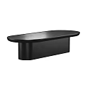 Black Modern Coffee Table with Smooth Surface Curved Edges and Minimalist Design