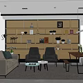 Modern Dining Table Set With Chairs In Living Room With Shelves And Decorations