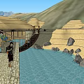 Garden Landscape Design With Mountainous Background Water Bodies Buildings And Winding Paths