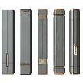 Various Modern Column Designs Featuring Gray Bodies And Copper Decorative Bands 3d model