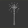 Shiny Silver Enchanted Magical Staff With Snowflake Top And Floating Star Decorations