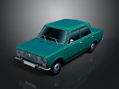 Vintage Green Sedan Car With Classic Body Design And Retro Exterior Styling 3d model