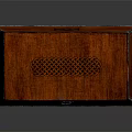 Brown Wooden Decorative Box With Carved Pattern Metal Ring And Glossy Texture