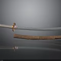 Authentic Traditional Samurai Sword Weapon With Ornate Handle And Wooden Scabbard