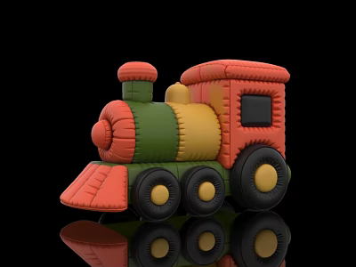 Colorful Inflatable Toy Train with Red Green Yellow Sections for Kids Playtime 3d model