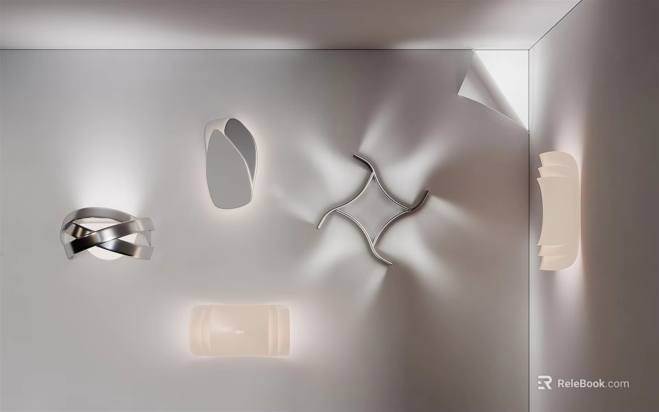 Modern Wall Sconces Design With Unique Shapes Metal Accents And Ambient Lighting 3d model 