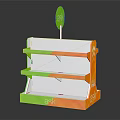 Multi tiered Green And Orange Display Shelf Furniture With Asy Logo For Retail Use