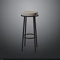 Modern Upholstered Bar Stool With White Seat And Black Metal Legs
