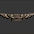 Golden Petal Shaped Decorative Metal Tray With Shiny Surface And Reflection On Black Background