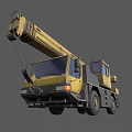 Yellow Crane Truck With Long Boom Cab And Large Tires For Construction Use