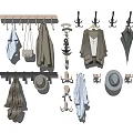 Stylish Wall Hooks With Hanging Coats Bags Hats And Umbrellas