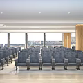 Modern Conference Room Interior With Rows Of Comfortable Seats And Large Digital Screens