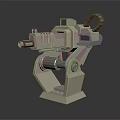 Mechanical Weapon 3D Model with Cannon Barrel and Stable Metallic Stand 3d model