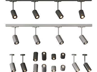 Modern Track Mounted Downlights And Spotlights With Various Styles For Home Lighting 3d model