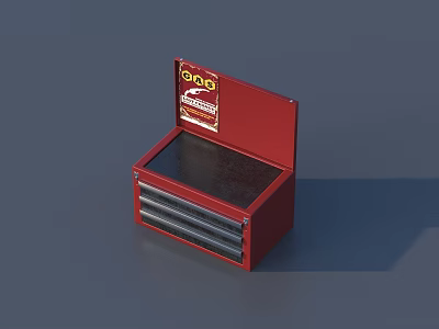 Red Hardware Toolbox With Metallic Finish Multiple Drawers And Open Storage Design 3d model