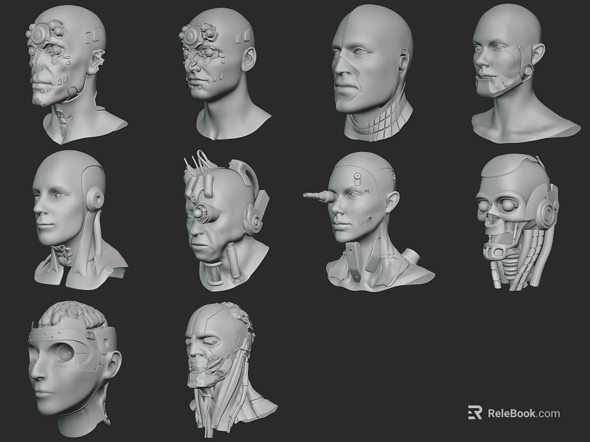 Sci-Fi Character And Creature Head Models With Mechanical Features And Various Designs 3d model