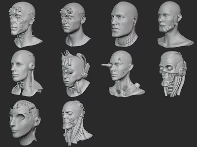 Sci-Fi Character And Creature Head Models With Mechanical Features And Various Designs 3d model