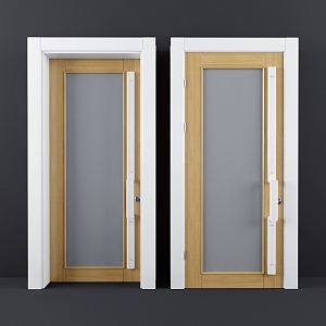 glass wooden door wooden door glass door swing door 3d model