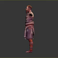 Red Haired Male Character With Intricate Tattoos Ornamental Outfit And Outstretched Arms