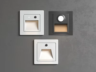 Modern Square Wall Lamps in White and Black on Gray Wall Design 3d model