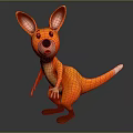 Cartoon Kangaroo Toy Character With Orange Body Big Ears And White Tail Tip Standing Pose