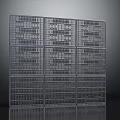 Multi Tier Metal Grid Structure With Industrial Design And Storage Panels 3d model