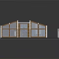 Wooden Frame Detached Villa With Large Windows And Open Layout Design 3d model