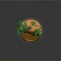 Adventurous Character Standing On Tropical Island With Palm Trees Green Water And Silver Base
