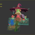 Fantasy Female Game Character With Red Mushroom Hat Pink Dress And Gnome Companion