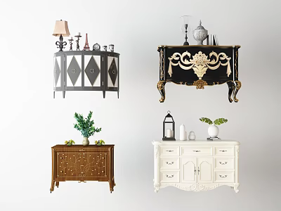 European-style Entrance Cabinet Entrance Cabinet Side Cabinet End View Desk Combination 3d model