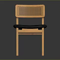 Stylish Leisure Chair with Wooden Frame Woven Backrest and Navy Blue Padded Seat