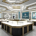 Luxury Jewelry Store Interior With Glass Display Counters Elegant Chandeliers And Bright Lighting