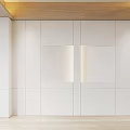 Modern Sofa Background Wall Design With White Panels And Display Shelves