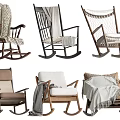 Modern Wooden Rocking Chairs with Cozy Blankets and Various Comfortable Designs