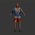 3D Character Design With Red Cap Sunglasses Blue Vest And Red Shorts