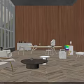 Modern Interior Design Featuring Wooden Wall Panels Large Windows And White Furniture