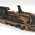Vintage Steampunk Train Model With Black Copper Mechanical Details And Decorative Elements 3d model