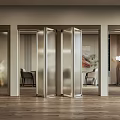 Modern Folding Glass Doors with Sleek Metal Frames for Interior Living Space