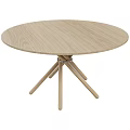 Round Textured Gray Coffee Table with Crossed Black Legs and Golden Ring