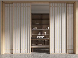 sliding door wooden grille sliding door Chinese-style sliding door wooden grille sliding door partition 3d model