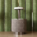 Light Luxury Bedside Table Round Bedside Table Lamp 3d model