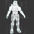 Game Movie Character In Futuristic Metallic Armor With Sci Fi Warrior Design