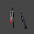 SCAT KING Black Red Weapon with Magazine and Bullet Components 3d model